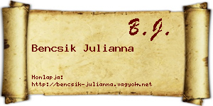 Bencsik Julianna névjegykártya